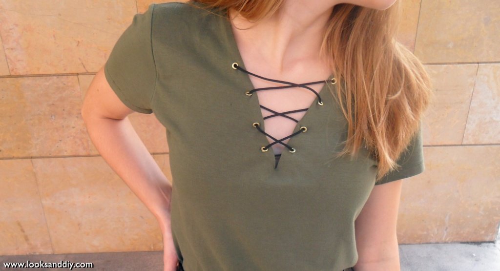top camiseta lace up