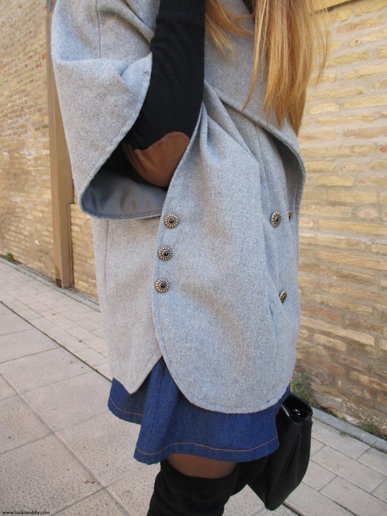 9 Outfit capa gris + DIY falda con botones