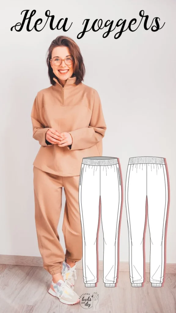 Detail of the joggers' zippered pocket, a advanced technique covered in this course for dressmaking.