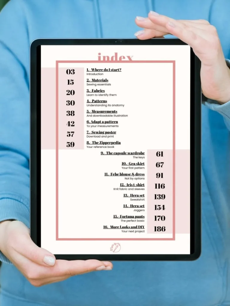 A overview of the learn to sew course structure, outlining the journey from basic skills to sewing a full capsule wardrobe.