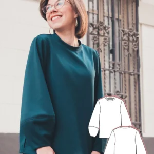 Circe bishop sleeve sweatshirt sewing pattern. Circe is an elegant pullover pattern for women