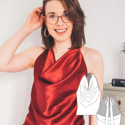 Halter Cowl Neck Top Sewing Pattern PDF ~ Peito Bias Cut Top