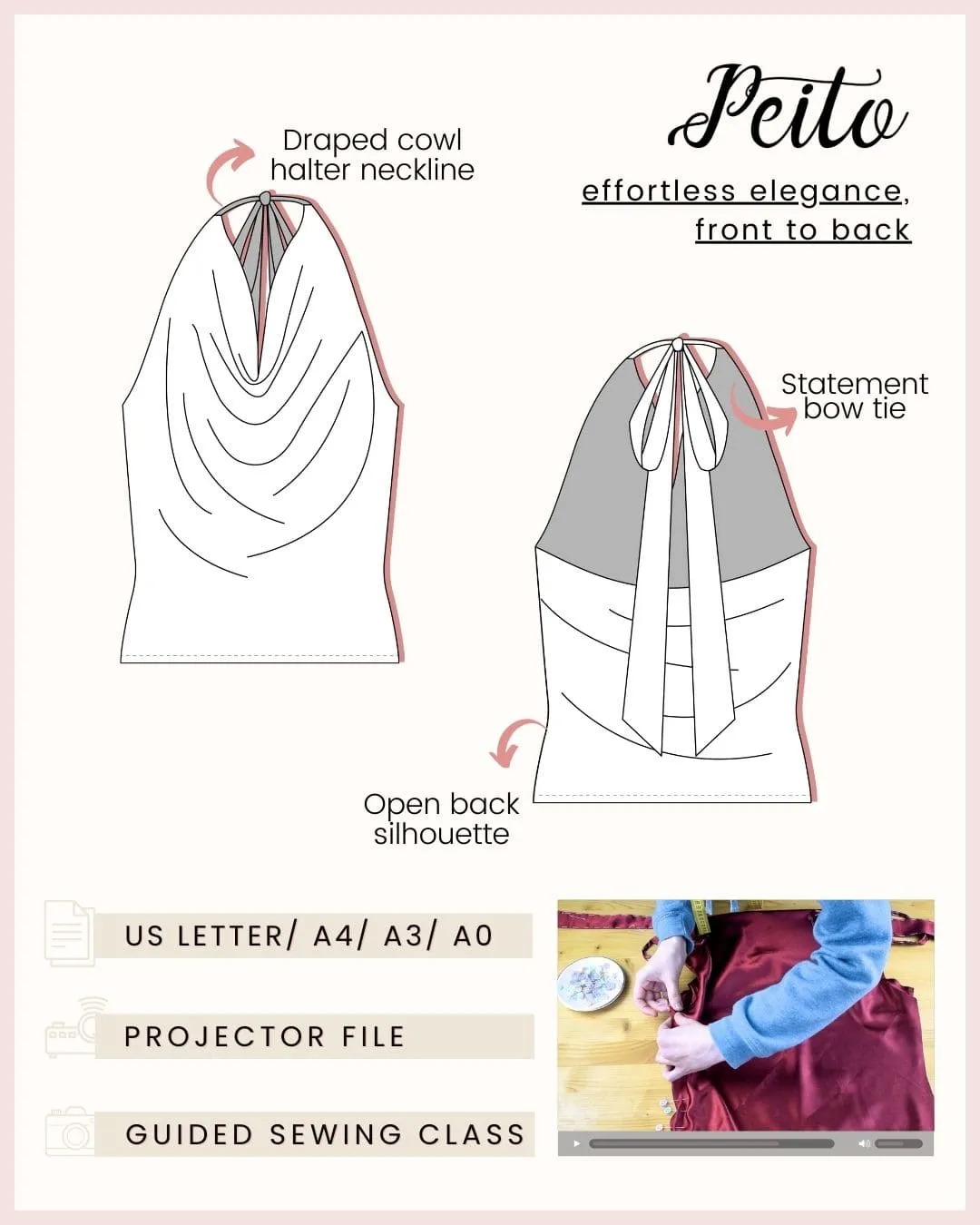 7 cowl neck blouse pattern Cowl neck blouse pattern - Peito top sewing pattern