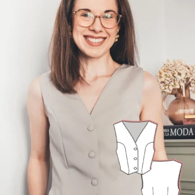 Women’s Cropped V-neck Waistcoat Sewing Pattern PDF ~ Edesia Vest