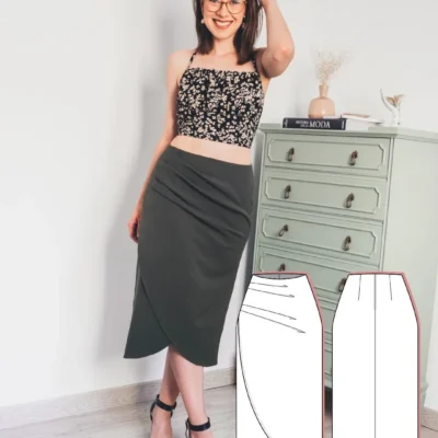 Tulip wrap skirt sewing pattern ~ Delia asymmetrical pencil skirt