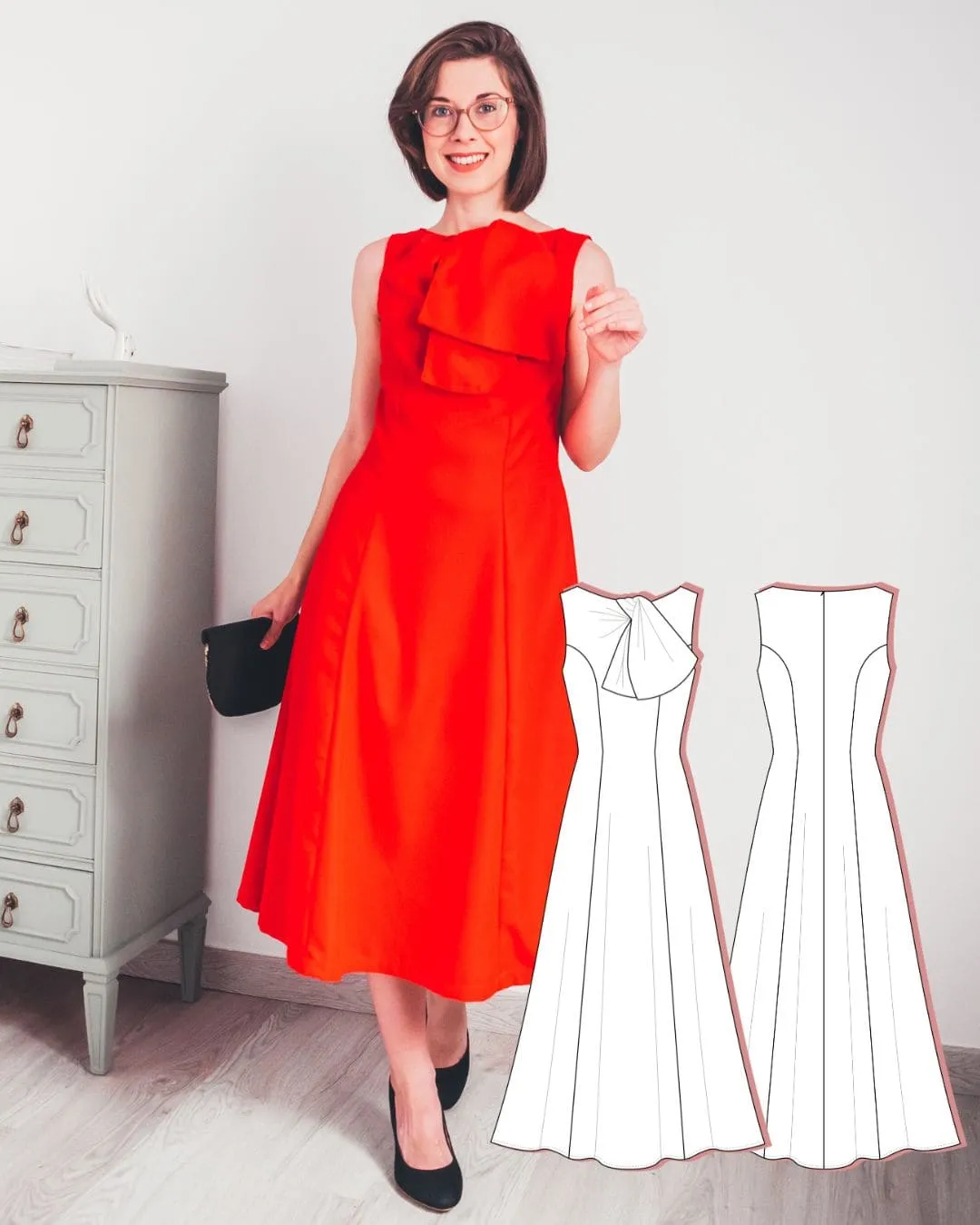 Princess line dress pattern ~ Sew the Carites fit and flare dress